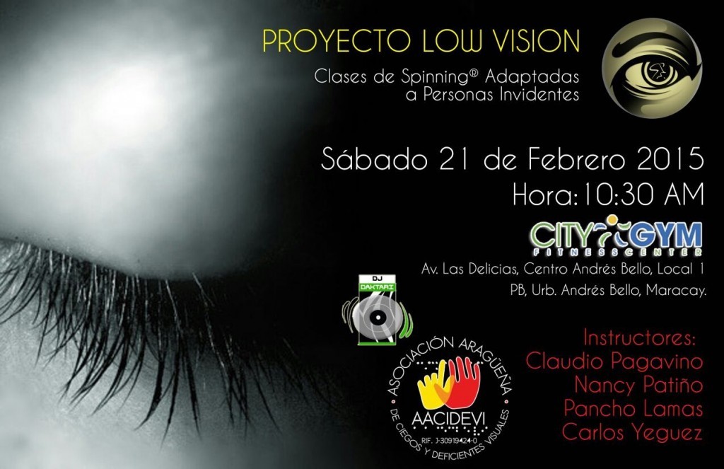 Afiche de la Clase de Spinning Low Vision en Maracay