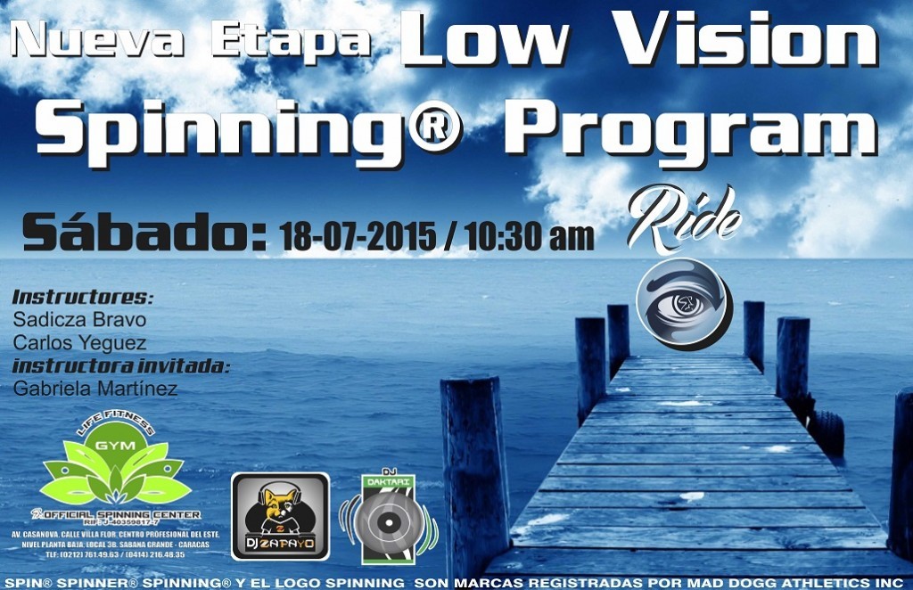 Afiche de la clase de Spinning Low Vision del 18/07/2015.