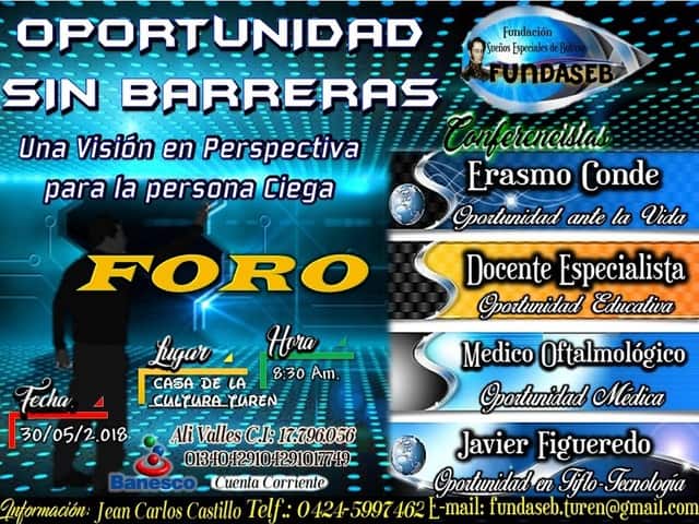 Afiche del foro Oportunidad Sin Barreras, organizado por FUNDASEB.