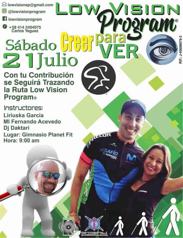 Afiche de la clase de low vision spinning del 21/7/2018.