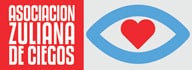 Logo de la Asociación Zuliana de Ciegos: silueta de un ojo color azul con un corazón rojo en el medio. 