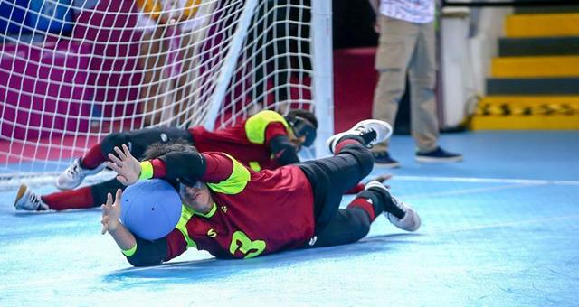 Jhonathan Rivas, trujillano integrante de la selección venezolana de goalball, en acción ante Canadá en los Parapanamericanos Lima 2019.