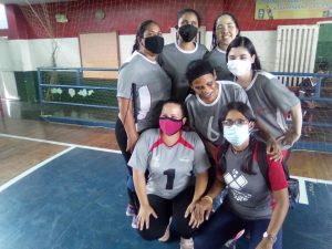 Equipo de goalball femenino de Distrito Capital, con sus uniformes, en el Nacional de Goalball 2021, Valera.